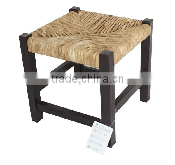 Wood Square White Rush Seat Bar Stools photo-3