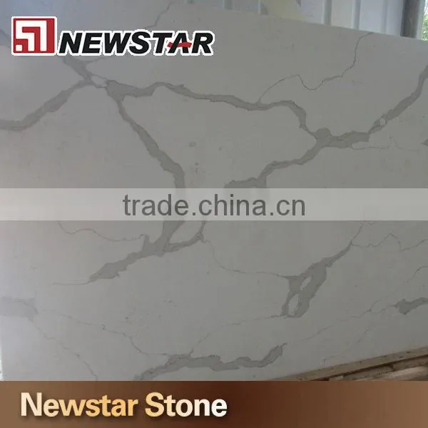 Newstar Snow White Marble Color White Quartz Countertop With Grey Veins photo-4