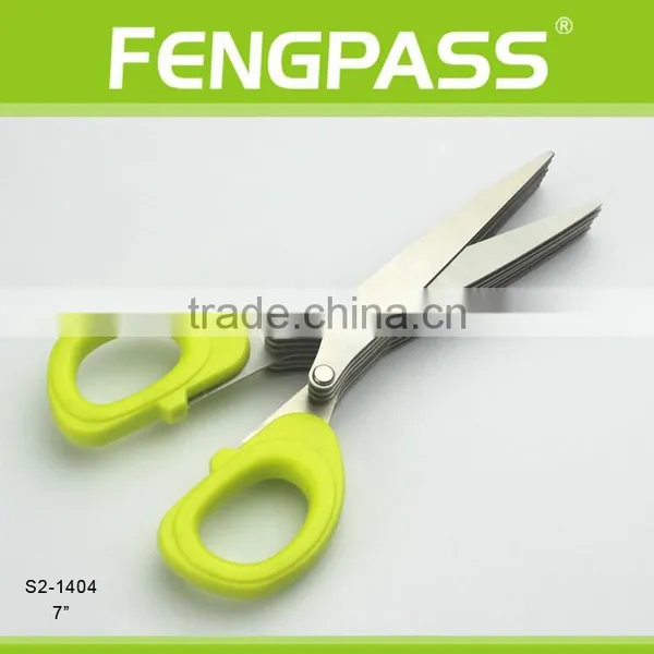 S2-1404 7" PP + TPR Handle With Stainless Steel LFGB/FDA Standard Professional Shredder Cutting Herb Scissors photo-4