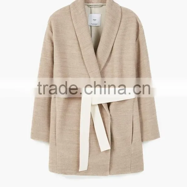 High Quality Ladies Side Pocket Long Sleeve Cheap Warm Cotton Coat photo-5