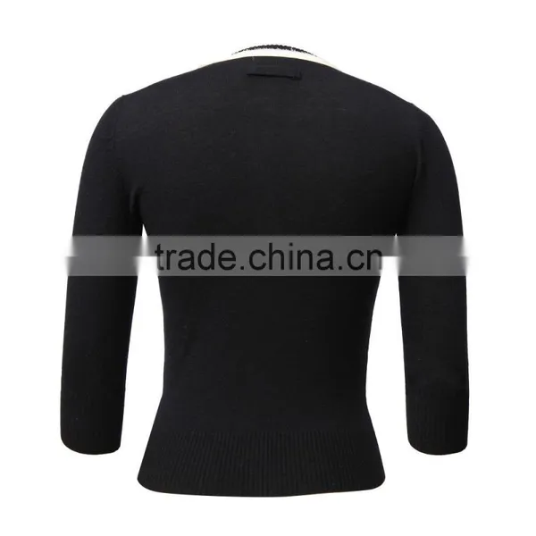 Cashmere and Silk Ladies Cardigan With Contrast Trims and Full Buttons photo-2