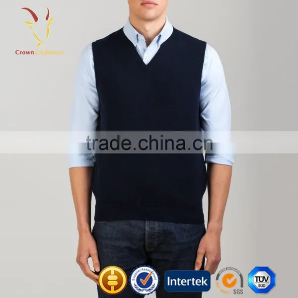 Sleeveless Plain V Neck Men Pullover Sweater photo-2