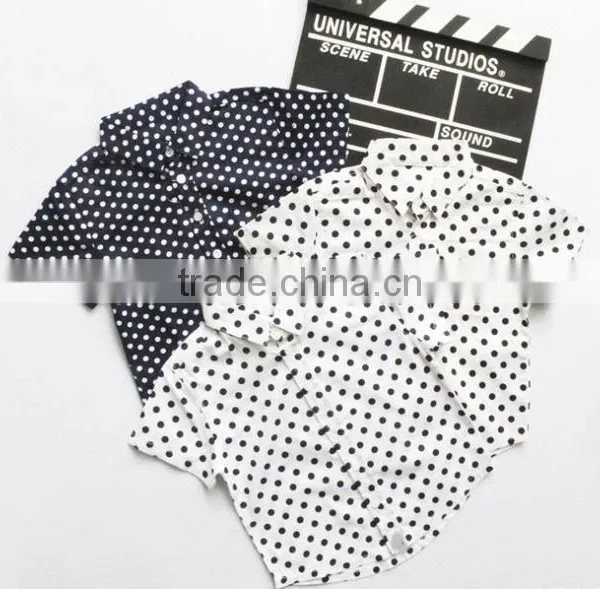 1-5 Years 2017 Wholesale Cotton Summer Dots Short-sleeves Kids Boys Shirts