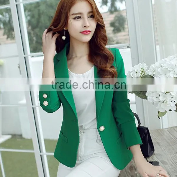 2016 Women Blazer Korean Version Cultivating Wild (green Yellow Black) Long-sleeved Small Suit Women Blazers And Jackets photo-6