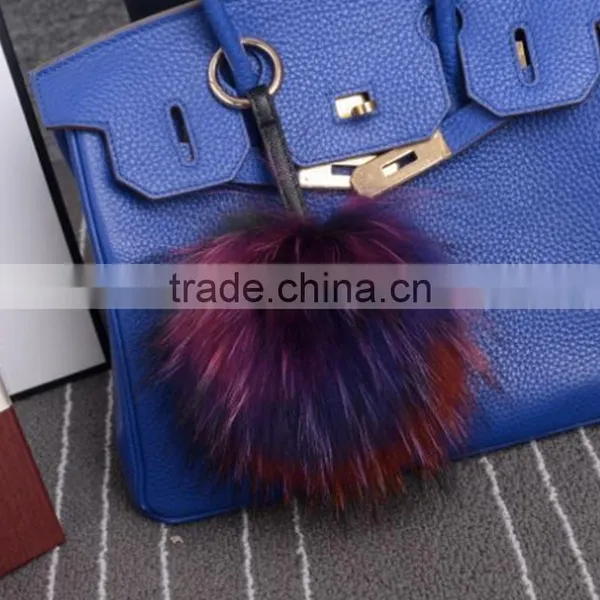 Myfur Natural Dyed Random Unique Colorful Fur Pom Pom Key Chain Bag Accessory photo-5