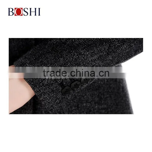 Custom Gery Fashion Blazer Of Ladies Two Button Mandarin Collar Suit photo-5