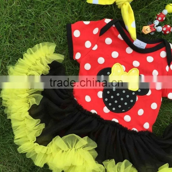 NEW ARRIVAL Newborn Girl Clothes Micky Mouse Tutu Dress Romper Red Kids Romper With Matching Necklace and Headband photo-5