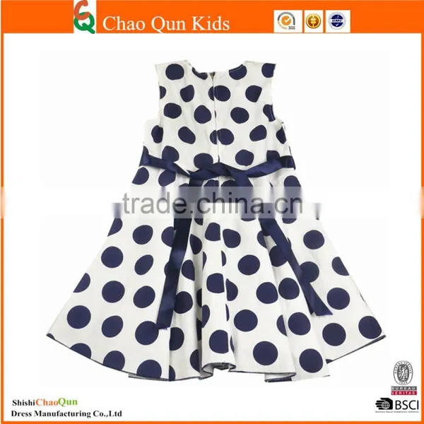 Fashion Pure Cotton Jumper Polka Dot Printed Fomal Party Kids Dress photo-5