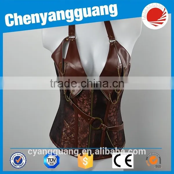 2017 Wholesale Open Cup Leather Corset Bustier photo-3