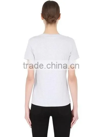 Custom Women Casual Short Sleeve Printed Cotton T Shirts,Oem Clothes Grey O Neck Printed T-Shirts For Women photo-2