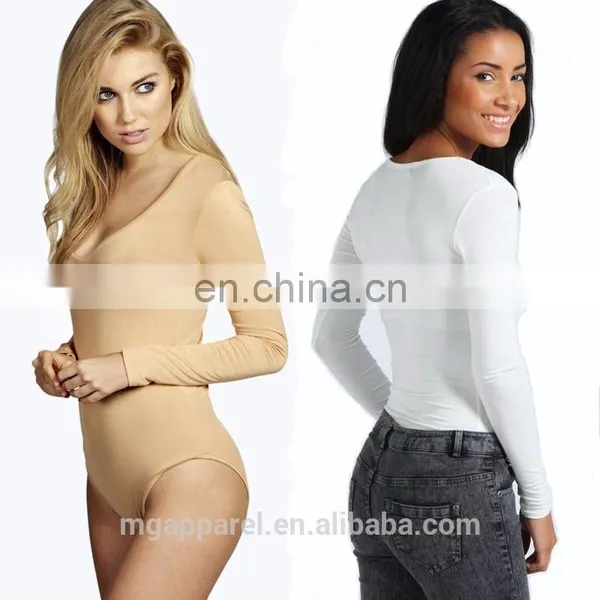 Hot Selling Long Sleeve V Neck Tight Woman Adult Bodysuit