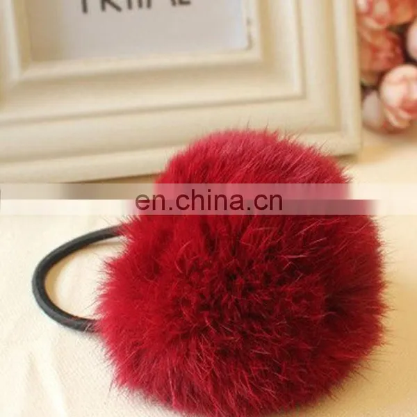8cm Genuine Rabbit Fur Pompon Hairband Girl Lady Fur Pom Pom Elastic photo-3