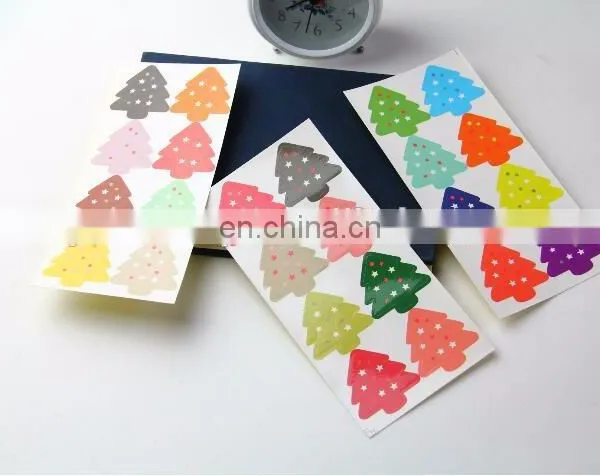 Cute Colorful Christmas Tree Box Bag Label Baking Bag Sealing Sticker Baby Shower Gift Decoration Craft Packing photo-5
