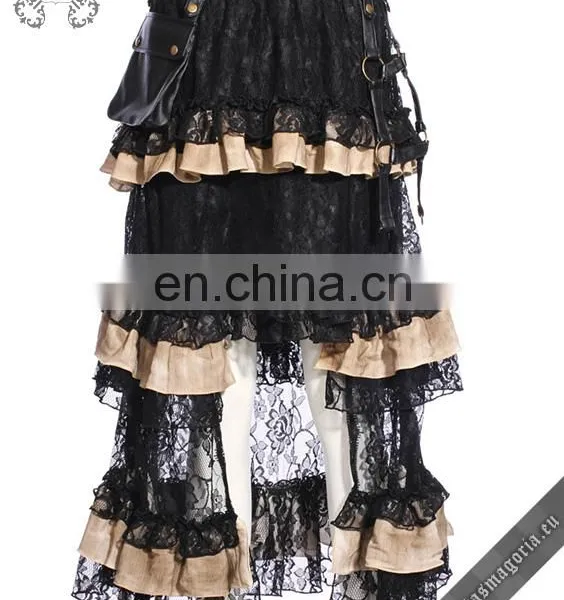Steampunk High-low Layered Skirt With Removable Pocket photo-3
