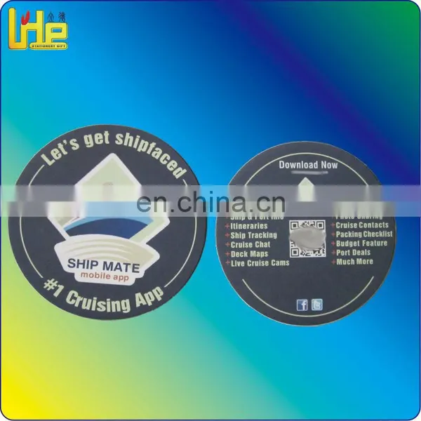Bar Club Beer Cup Cotton Paper Coasters With Both Side Logo Printed
