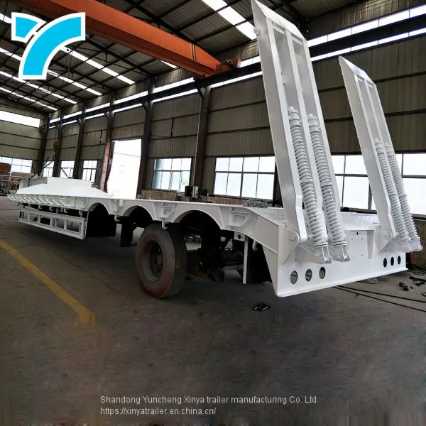 China Factory Twist Lock Gooseneck Low Platform Semi Trailer 40 Ton Low Bed Semi Trailer photo-2