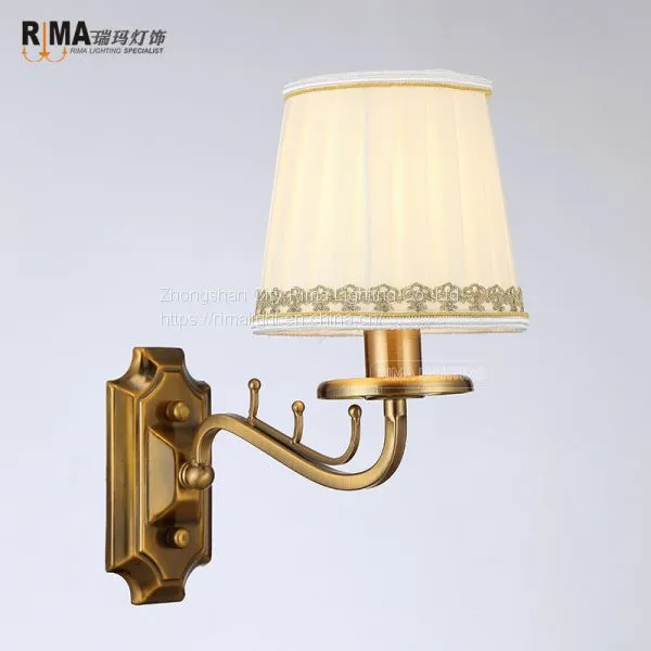 RM1426 Home Fabric Lamp Shade Matt Black Modern Fancy Wall Lamp photo-3