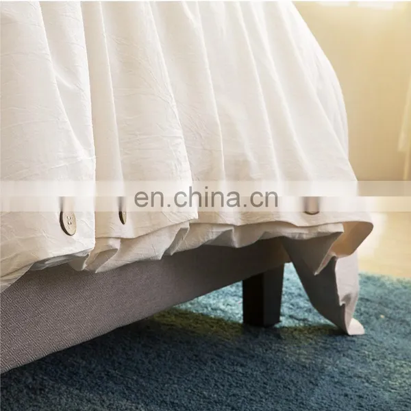 Durable 100% Cotton Antique Cream Washed Woven Bedroom Duvet Cover Set With Zipper Interior Ties photo-4