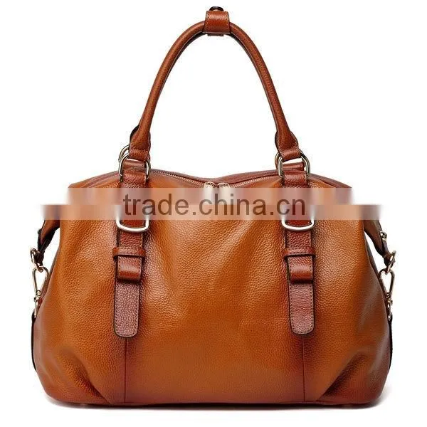 Vintage Tan Color Pebbled Leather Shoulder Bag Ladies Satchels Tote Bag Handbag photo-4