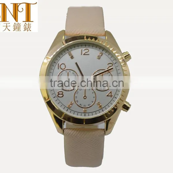 Women Watch Rose Gold Color Plating Pink Strap 3 Subdial Japan Movt Quartz Watch photo-2