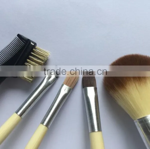 5pcs Synthetic Hair Wood Handle Travelling Makeup Brush Set photo-3