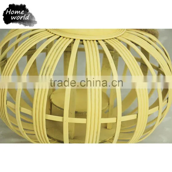 Traditional Chinese Folk Art Yellow Mini Bamboo Weaved Candler Lantern Wedding Favors photo-3