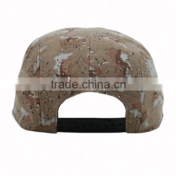 100% Arcylic Flat Brim 5 Panel Camo Military Snapback Cap Wholesale photo-4