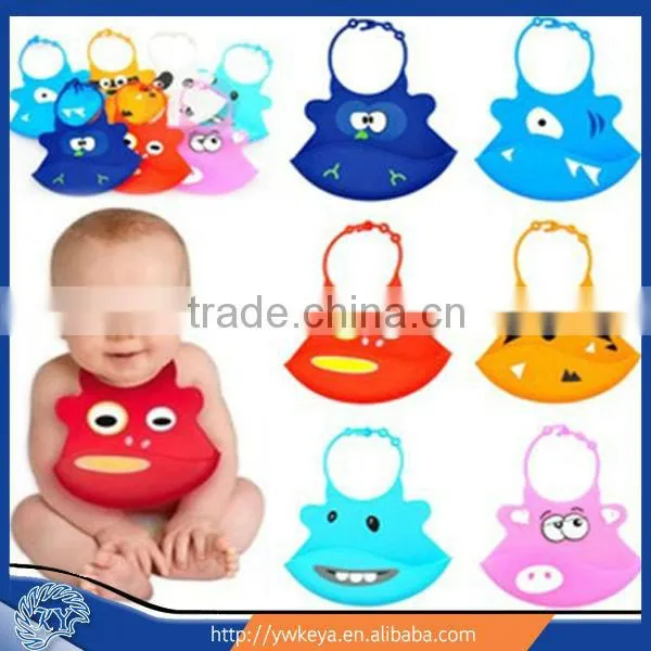 Hot Sale Multi Styles Waterproof Soft Cartoon Silicone Baby Bibs