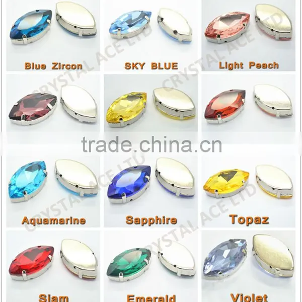 Fashional Fancy Glass Rhinestone, Colours Glass Stones With Setting for Wedding Dress