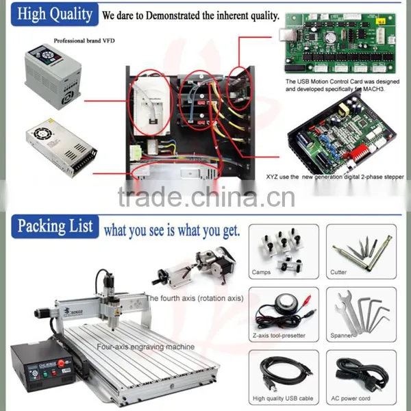 NEW !!! USB Port 1500W Cnc Router Milling Machine 6080Z-USB With 4 Axis for PCB, Acrylic, Wood, Metal, Aluminum photo-3