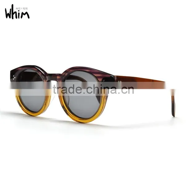 WHIM Vintage Round Frame Women Polarized Acetate Sunglasses photo-2