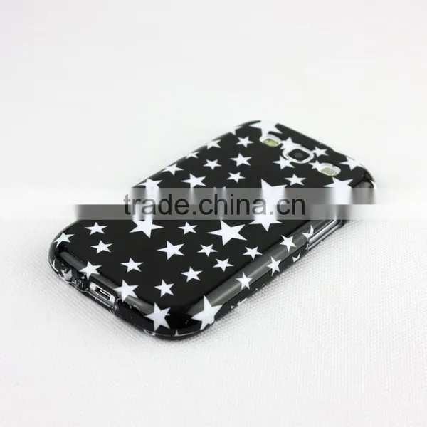 Black With Silver Glitter Stars Designs Snap on Hard Couple Case for Samsung Galaxy S3 I9300