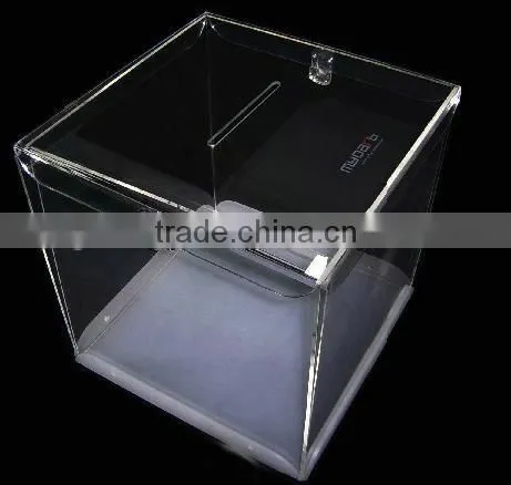 Clear Acrylic Donation Box With Lock,cube Box Made of Organic Glass photo-3