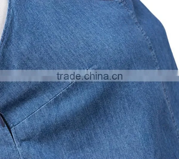 2015 Fashion Hot Girl Sexy Backless Cross Spaghtti Strap Denim Dress photo-3