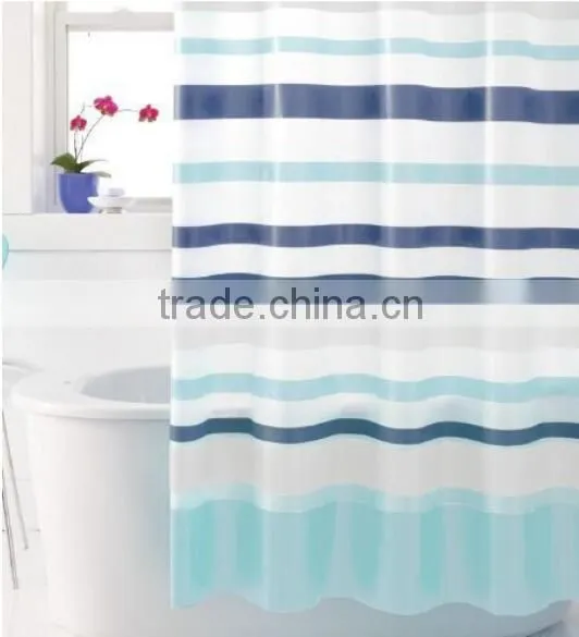 Shower Curtain Waves Stripe Printed, Hot Sale Classic Bathroom Waterproof Curtain