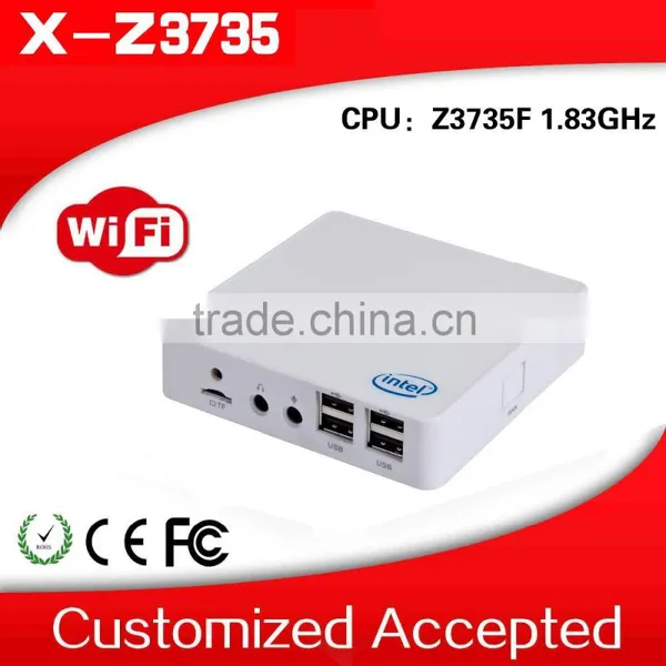 XCY MINI PC INTEL ATOM QUAD CORE Z3735F FANLESS COMPUTER WIN8 SERVER COMPUTER WITH HIGH ENERGY CPU 2G RAM 32G SSD