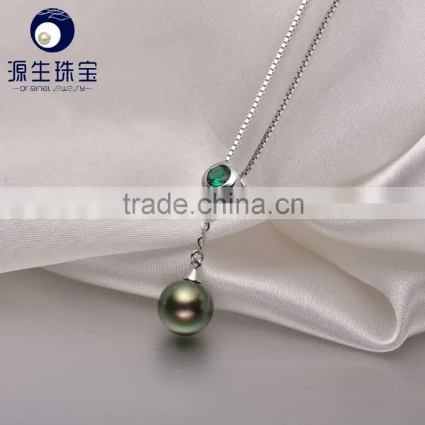 Best Gift 8--9mm Natural Tahitian Black Pearls Necklace Pendant photo-6