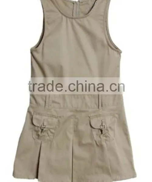 Malaysia School Uniform Girls Khaki Pleated Plaid Skirt
