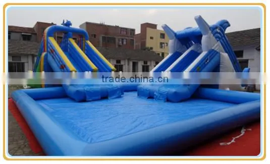 Commercial Grade Rectangular Metal Frame Swimming Pool With Inflatable Water Slides, Inflatable Deep Swimming Pool photo-2