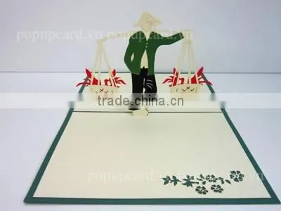 Viet Nam Carrying Man 3d Pop up Greeting Card photo-2