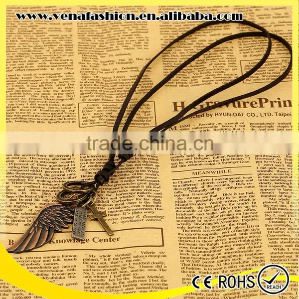Cross Wing Make Adjustable Cord Leather Lariat Necklace Quality Choice photo-2