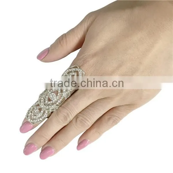 Wholesale Gothic Fashion Women Knuckle Band Crystal Double Finger Ring photo-5