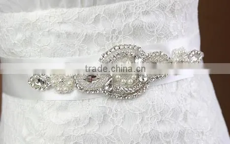 Ladies Wedding Dresses Belts Crystal Rhinestone Pearl Bridal Sash WA015 photo-4