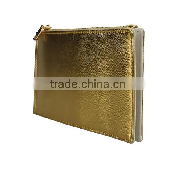 Zipper Closure Foldable Soft Pouch Bag Gold Wallet Case Shenzhen Factory Wallet Leather Case