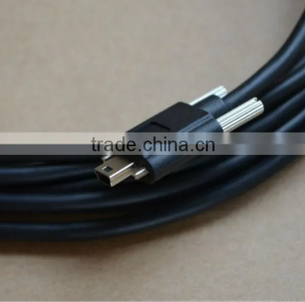 USB 2.0 A plug to USB mini B plug with locking screws