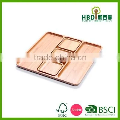 Hot Selling Wooden Divided Tray With Plate Bamboo Tray Wholesale photo-6
