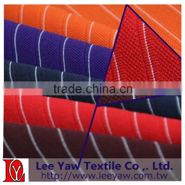 100% Polyester Interlock Pique Piece Dyed Stripe Fabric