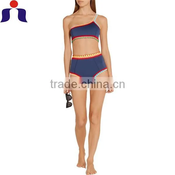 2016 Xxx Hot Sex Bikini One Shoulder Handmade Crochet High Waist Bikini photo-5