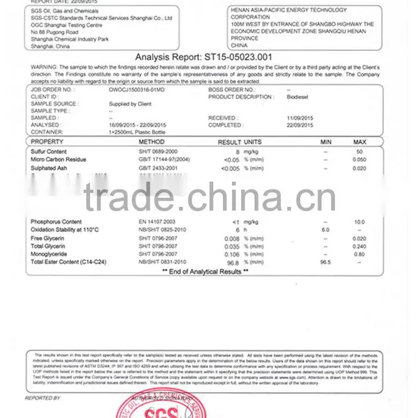 Professional Large Supply Biodiesel EN14241 From Palm Oil Waste Cooking Oil photo-3