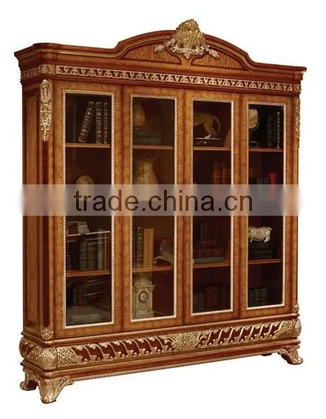 Exquisite Wood Carving Reading Table And Chair, Luxury Executive Office Furniture, Graceful Home Office Desk/ Bookcase photo-3